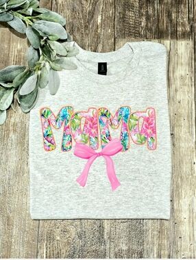 Mama shirt Bow Preppy Style Mom Short Sleeve Tshirt cute